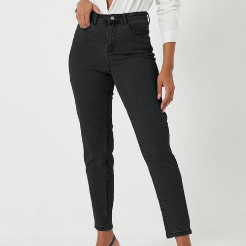 Tall High Waisted Straight Leg Stretch Black Jeans